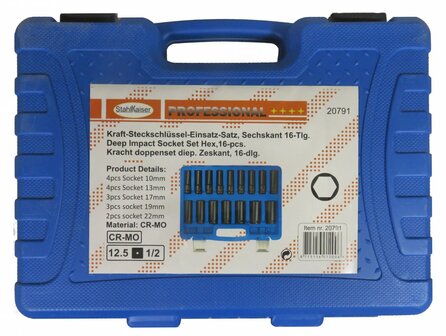 stahlkaiser Krachtdoppen 16dlg 1/2&#039;&#039; veelgebruikte maten dubbel