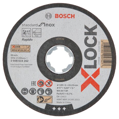 Bosch 2608619267 X-Lock Slijpschijf Standard for Inox in blik - 125mm (10st)