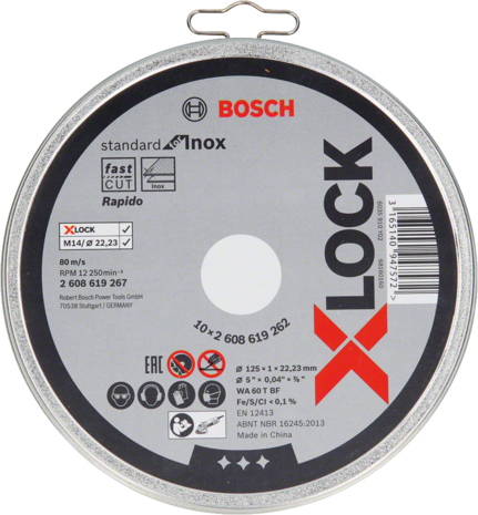 Bosch 2608619267 X-Lock Slijpschijf Standard for Inox in blik - 125mm (10st)