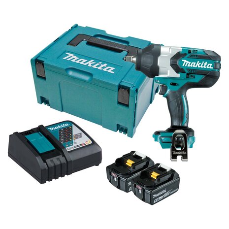 Makita DTW1002RTJ 18V Accu slagmoersleutel set (2x 5.0Ah accu en lader ) in Mbox - 1050Nm - 1/2&quot; - koolborstelloos