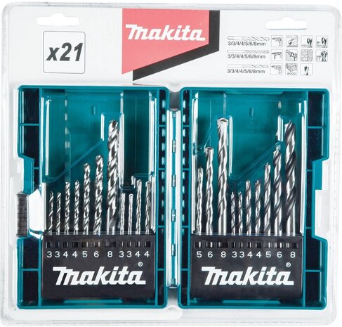 Makita B-44884 Borenset in Kunststof Cassette 21 Delig