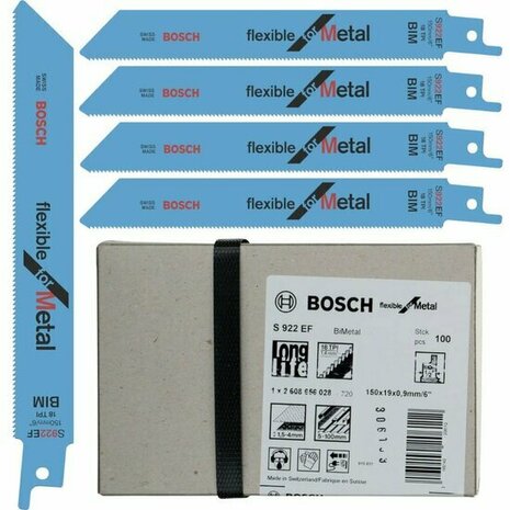 Bosch S 922 EF Reciprozaagblad - 2608656028 - 150 x 18TPI - Metaal (100st)