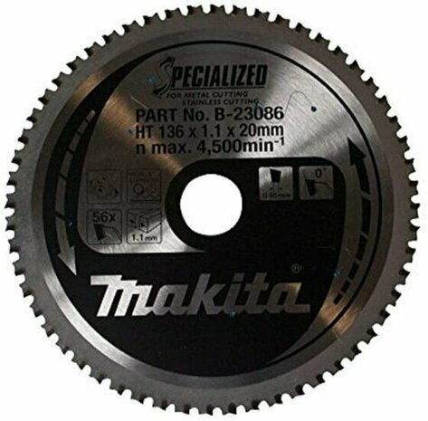 Makita B-23086 Cirkelzaagblad - 136 x 20 x 56T - voor Metaal 1.1 mm