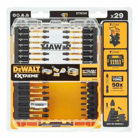 Dewalt DT70734T-QZ 29-delige bitset in cassette - PZ/TX DT70734T