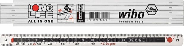 Wiha 410 20072 Longlife All in One Duimstok - kunststof - wit - 2m