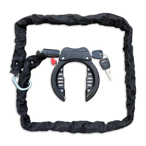 Lynx Ringslot met ketting Gehard staal. Nylon hoes. Incl. 2 sleutels.