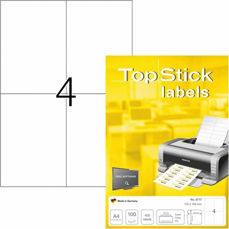 Top Stick 8717 printeretiket Wit Zelfklevend printerlabel
