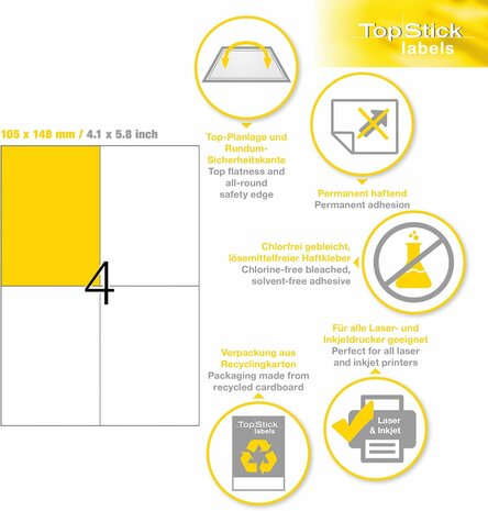 Top Stick 8717 printeretiket Wit Zelfklevend printerlabel