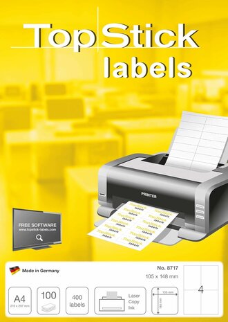 Top Stick 8717 printeretiket Wit Zelfklevend printerlabel