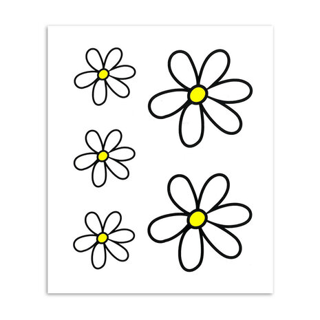 Stickerset gewone margriet M Geschikt voor allerlei soorten voertuigen.