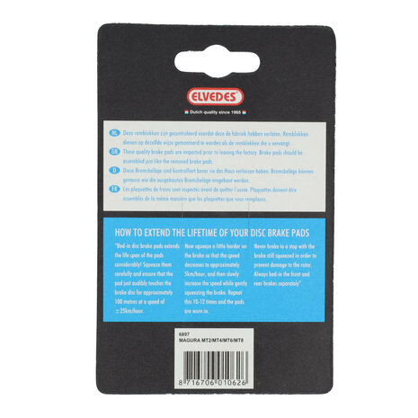 Elvedes Schijfremblokken Organisch Blauw set Magura MT2 - MT4 - MT6 - MT8