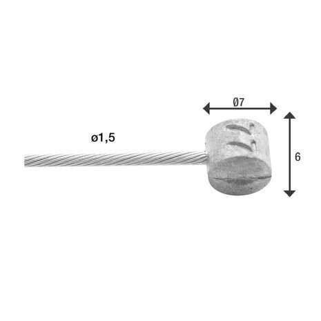 Elvedes Rem binnenkabel RVS 3000 mm &oslash; 1,5 mm (50x) Met T-nippel &oslash; 7 &times; 6.