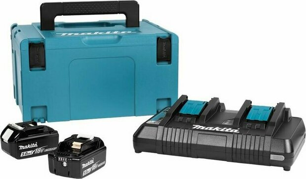 Makita 197629-2 18V accu starterset (2x BL1850B 5.0Ah accu's + DC18RD snel duolader in Mbox )