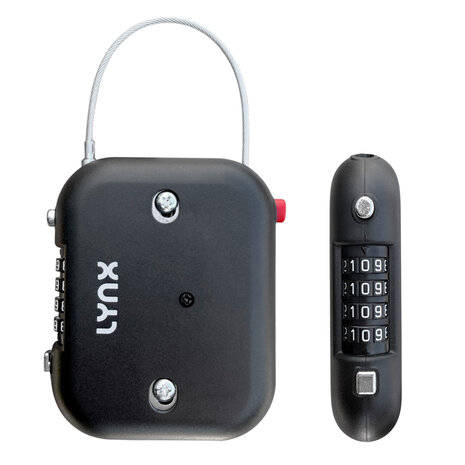 Lynx Multifunctioneel kabelslot / Helmslot Pinix Instelbare 4-cijferige code. Framebevestiging op bidonnokken.