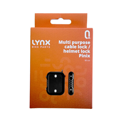 Lynx Multifunctioneel kabelslot / Helmslot Pinix Instelbare 4-cijferige code. Framebevestiging op bidonnokken.