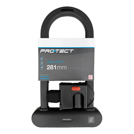 Pro-tect Beugelslot Zircon ART 5 Goedkeurnummer MBT 4347. Incl. framehouder. 16 mm beugel van gehard staal. Incl. 3 sleutels.