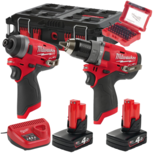 Milwaukee M12 FPP2A-402P-12V accu Klopboor-schroefmachine in Packout box Milwaukee M12 FPP2A-402P-12V accu Klopboor-schroefmachine in Packout box