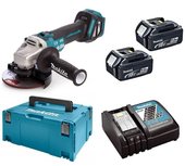 Makita DGA513RTJ 18V accu haakse slijper set (2x 5.0Ah accu) in Mbox 125mm koolborstelloos Makita DGA513RTJ 18V accu haakse slijper set (2x 5.0Ah accu) in Mbox 125mm koolborstelloos