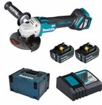 Makita DGA511RTJ 18V Li-ion Accu haakse slijper set (2x5Ah) in Mbox - 125mm - koolborstelloos Makita DGA511RTJ 18V Li-ion Accu haakse slijper set (2x5Ah) in Mbox - 125mm - koolborstelloos