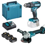 Makita DLX2334J 18V combiset (dhp485z klopboor-/schroefmachine + dga504z haakse slijper met 3st. 3ah accu's en lader in mbox 4) Makita DLX2334J 18V combiset (dhp485z klopboor-/schroefmachine + dga504z haakse slijper met 3st. 3ah accu's en lader in mbox 4)