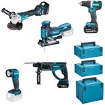 Makita DLX5066TJ 5-delige 18V Li-Ion combiset met 3x 5.0Ah accu en lader Makita DLX5066TJ 5-delige 18V Li-Ion combiset met 3x 5.0Ah accu en lader
