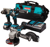 MAKITA DLX3156TX1 18 V Combiset boren, (slag)schroeven en slijpen 5,0 Ah accu's (2 st.), DDF486, DTD153, DGA508, snellader, in tas MAKITA DLX3156TX1 18 V Combiset boren, (slag)schroeven en slijpen 5,0 Ah accu's (2 st.), DDF486, DTD153, DGA508, snellader, in tas