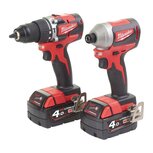 Milwaukee M18 CBLPP2A-402C 18V accu combiset (klopboor-/schroefmachine M18 CBLPD-0) & (Slagschroevendraaier M18 CBLID-0)+(2x 4,0Ah accu en lader) in koffer - 4933464536 Milwaukee M18 CBLPP2A-402C 18V accu combiset (klopboor-/schroefmachine M18 CBLPD-0) & (Slagschroevendraaier M18 CBLID-0)+(2x 4,0Ah accu en lader) in koffer - 4933464536